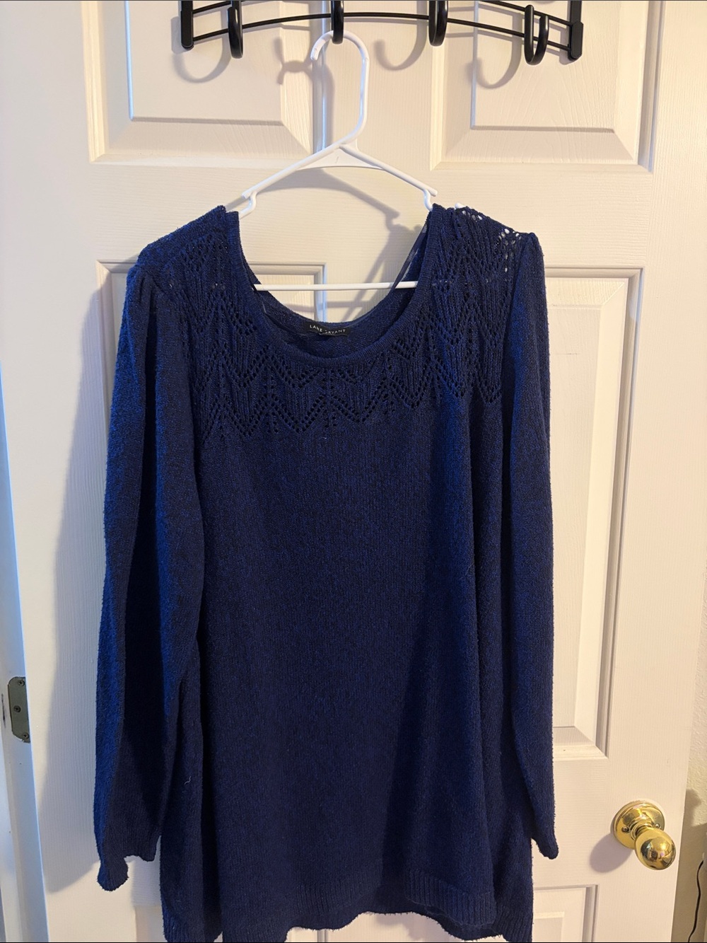 Lane Bryant Navy Openwork Knit Sweater